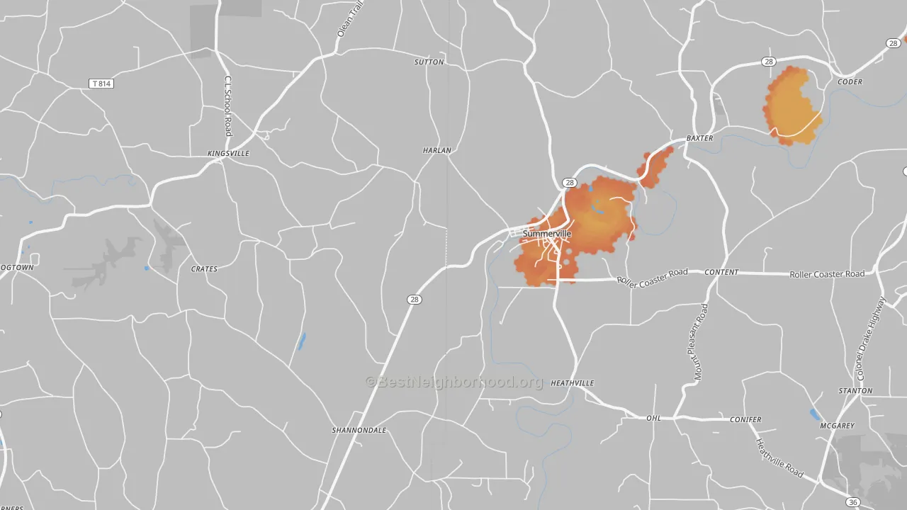 Bike Grade map of Summerville, PA