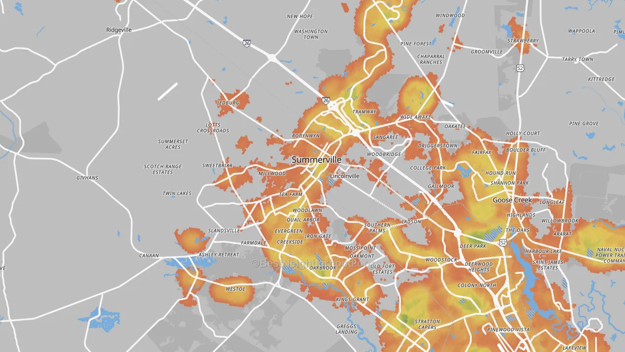 Bike Grade map of Summerville, SC
