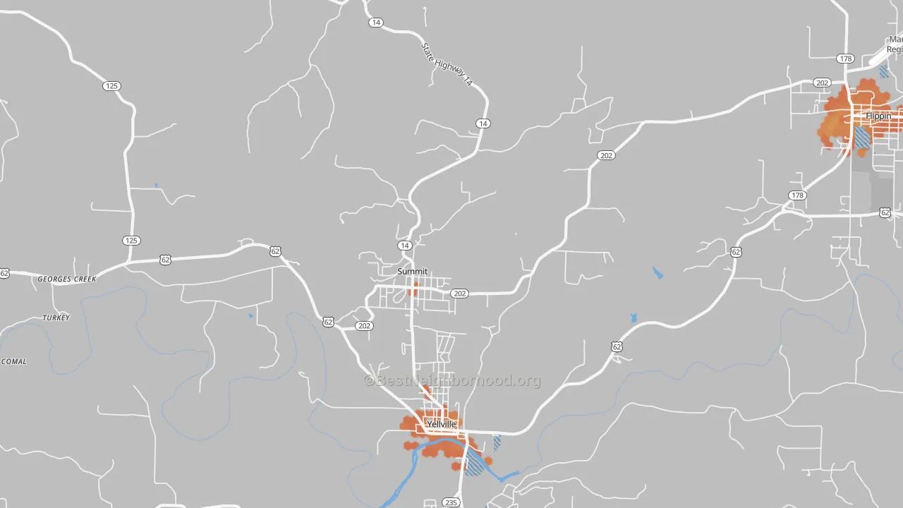 Bike Grade map of Summit, AR