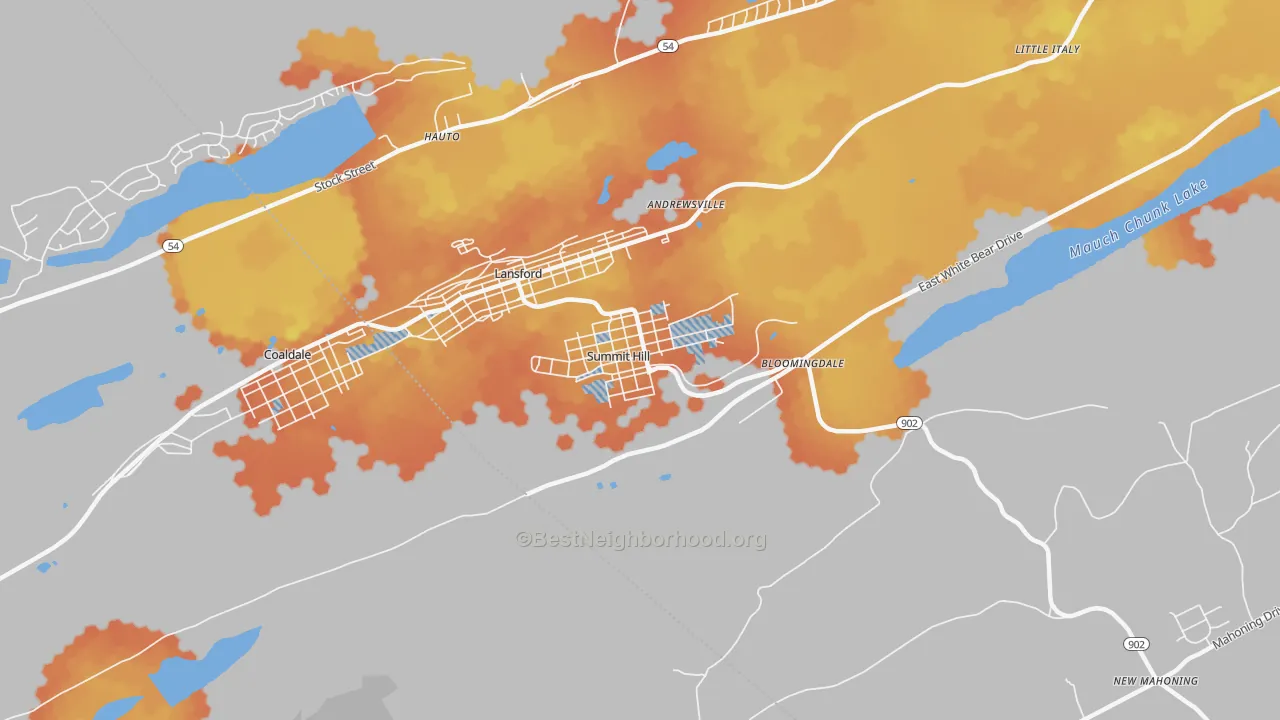 Bike Grade map of Summit Hill, PA