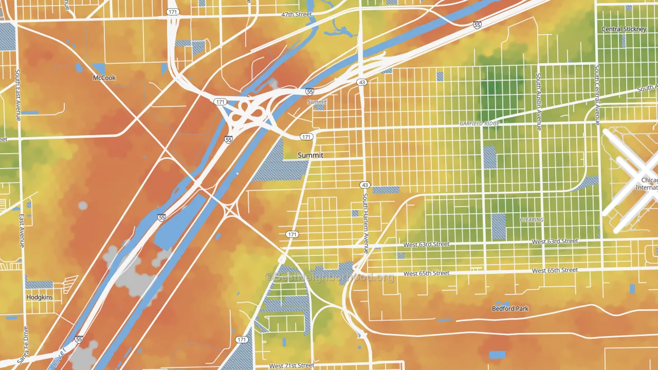 Bike Grade map of Summit, IL