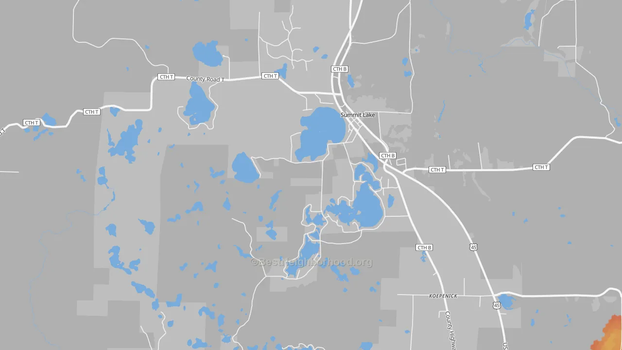 Bike Grade map of Summit Lake, WI