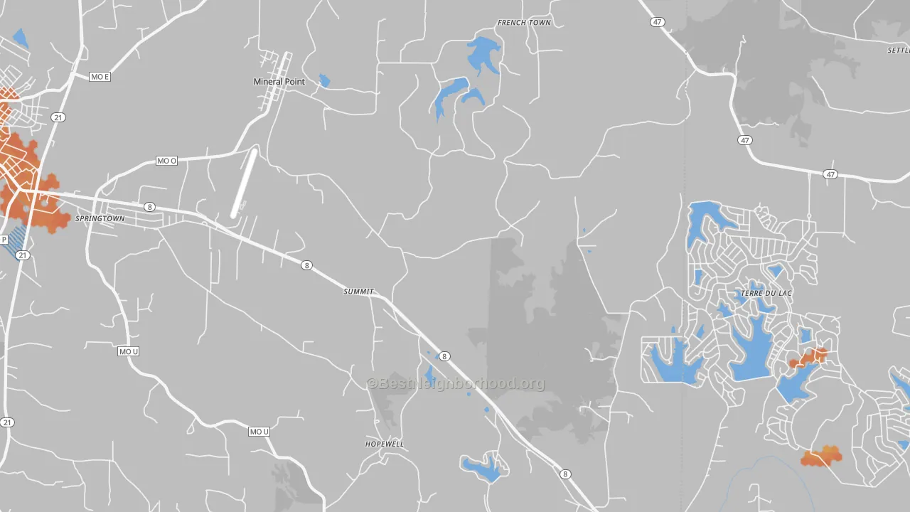 Bike Grade map of Summit, MO