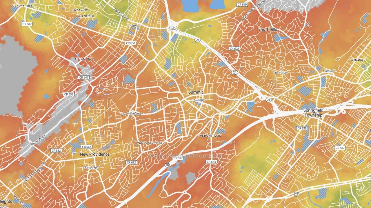 Bike Grade map of Summit, NJ