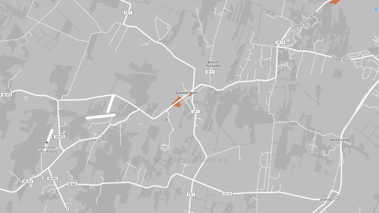 Bike Grade map of Summit Point, WV
