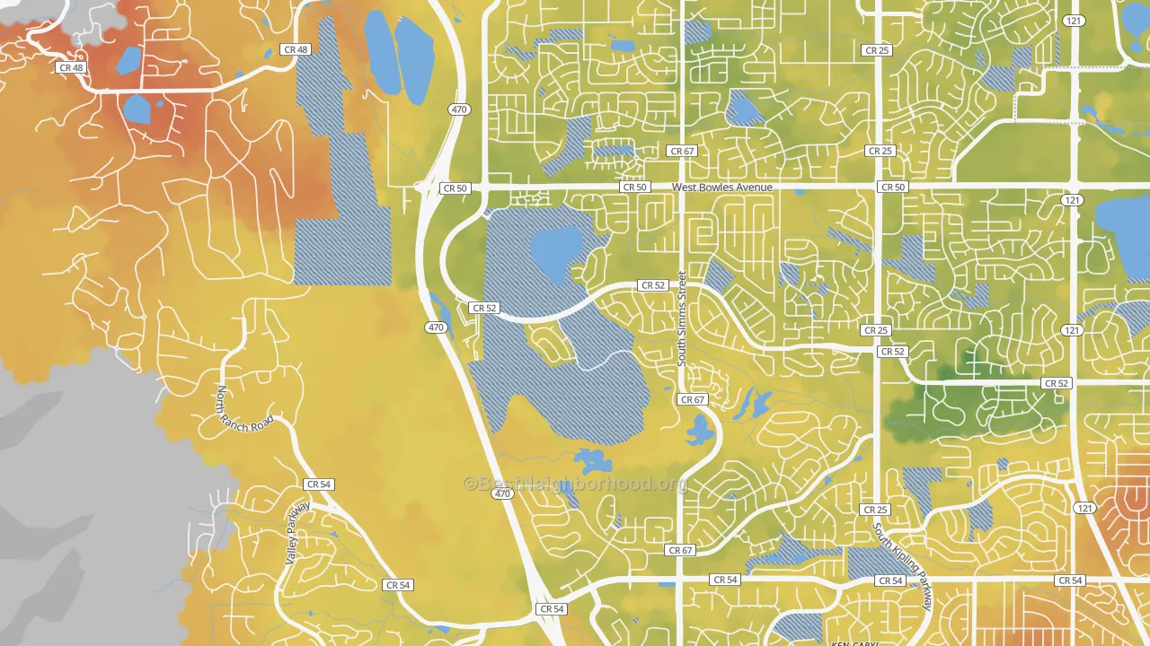 Bike Grade map of Summit Ridge at West Meadows, Dakota Ridge, CO