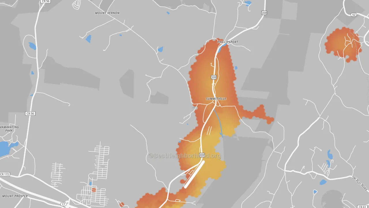 Bike Grade map of Summitville, NY