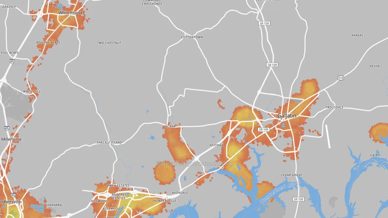 Bike Grade map of Sumner County, TN
