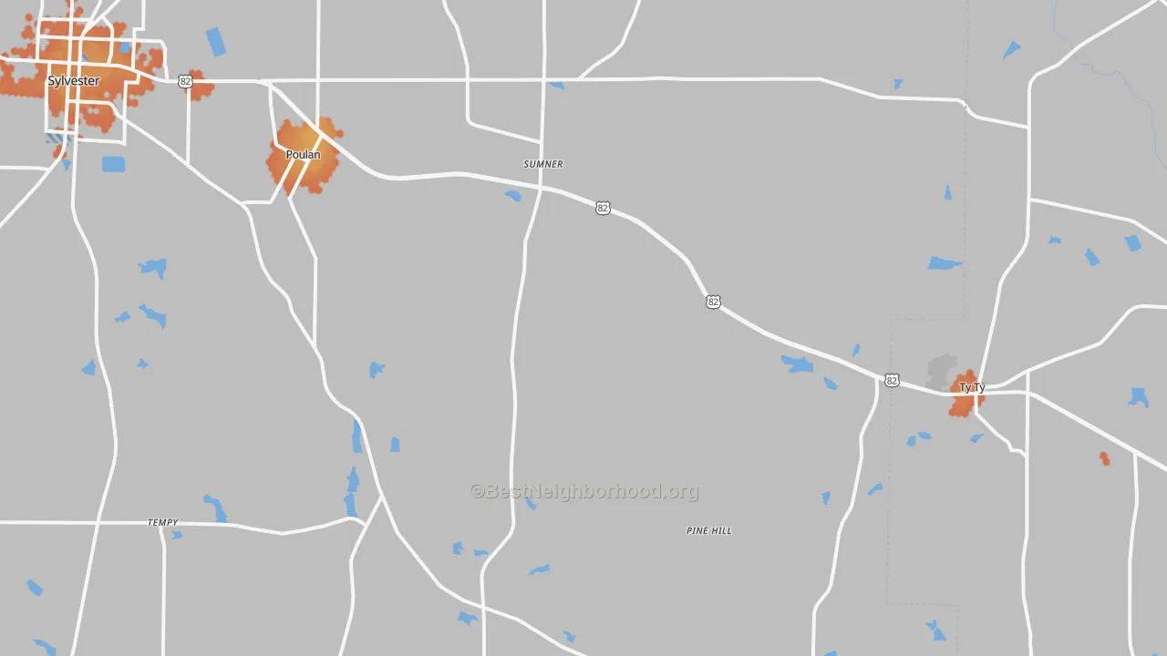 Bike Grade map of Sumner, GA