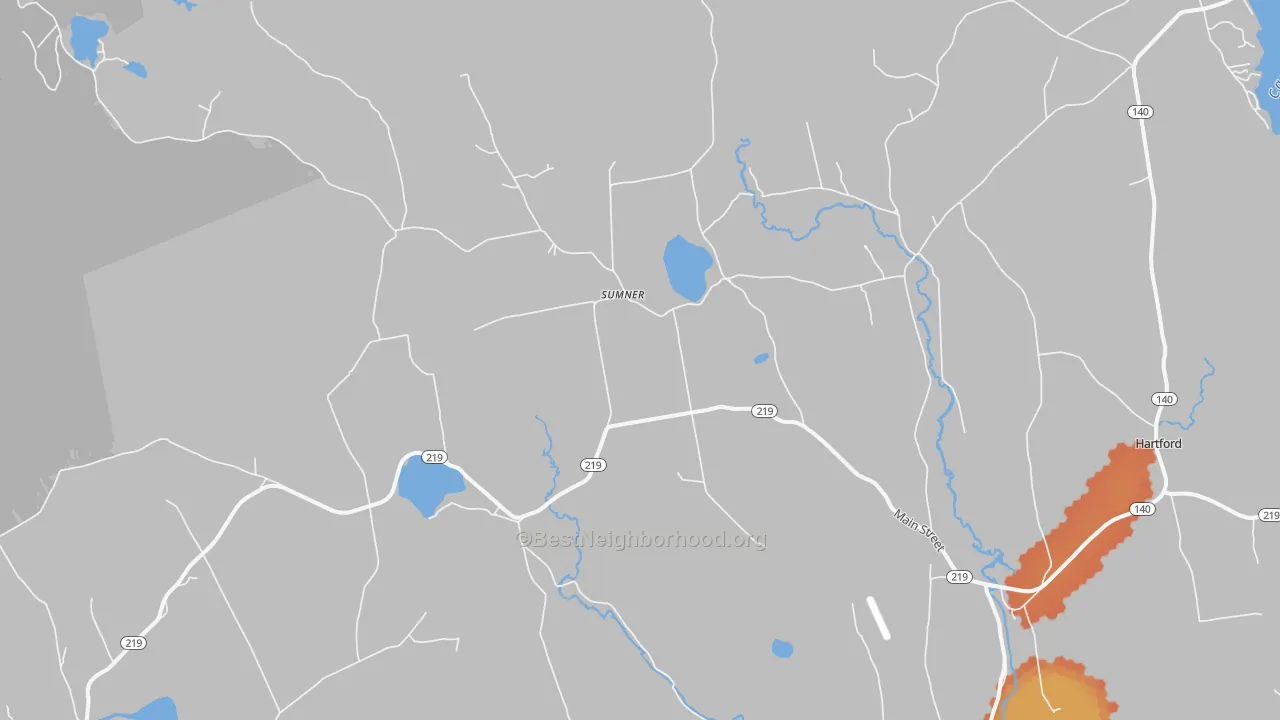Bike Grade map of Sumner, ME