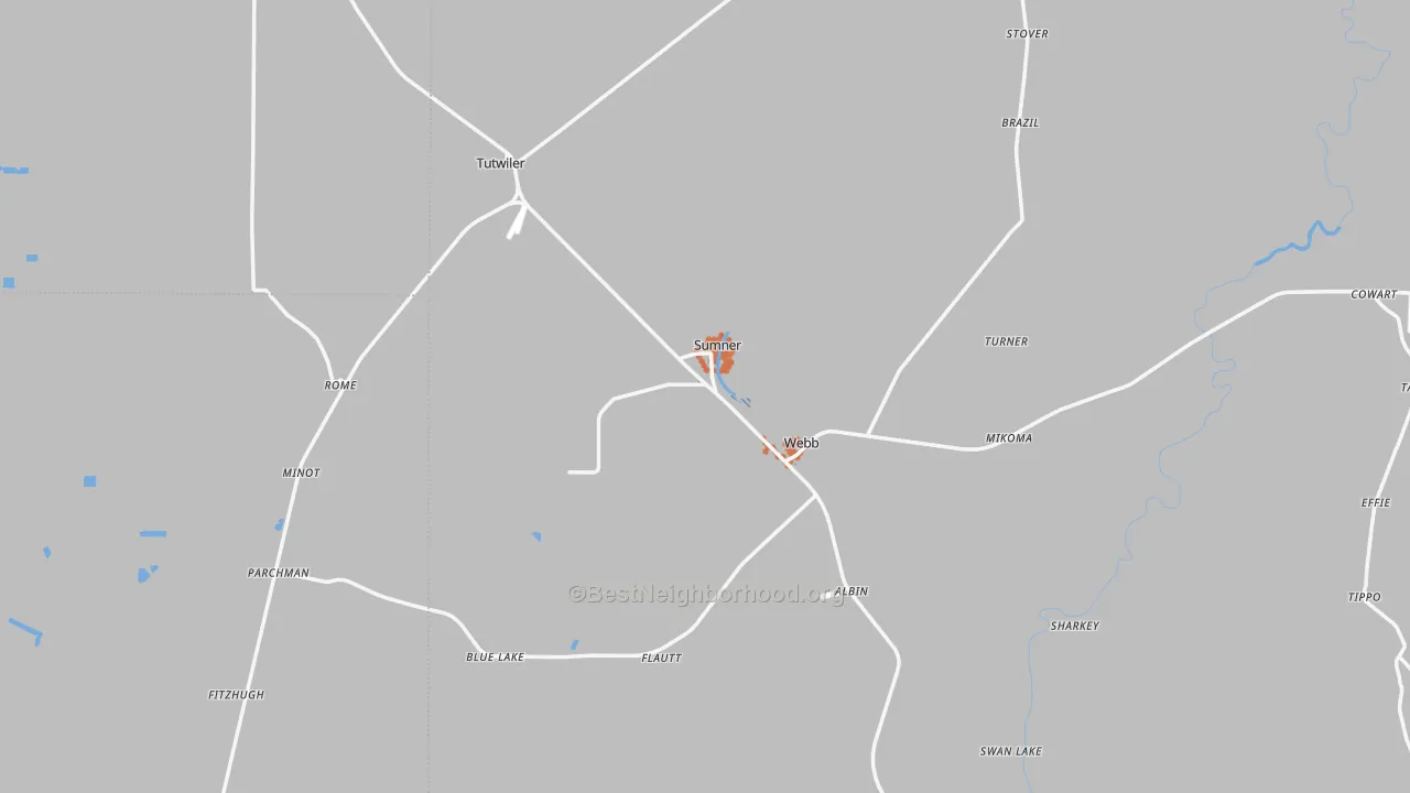 Bike Grade map of Sumner, MS
