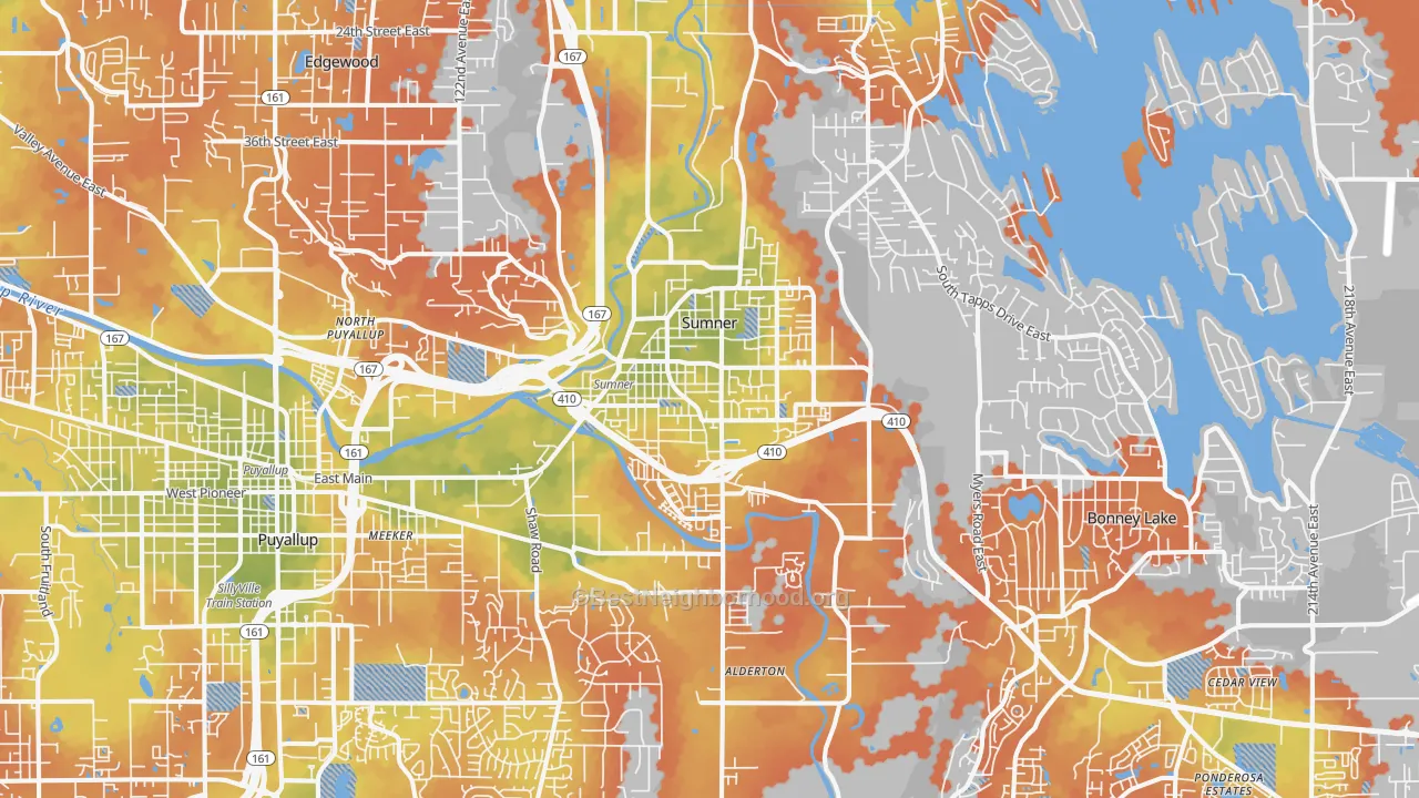 Bike Grade map of Sumner, WA