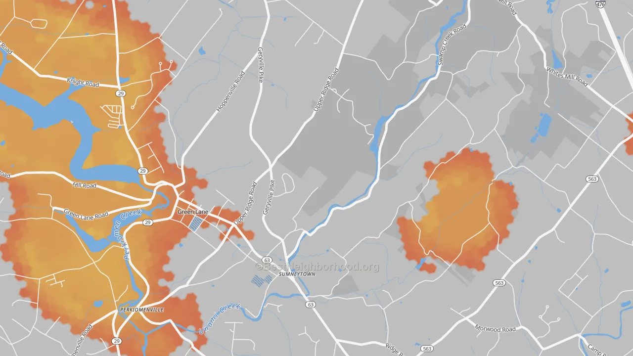 Bike Grade map of Sumneytown, PA