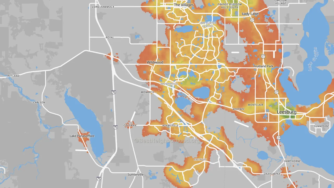 Bike Grade map of Sumter County, FL