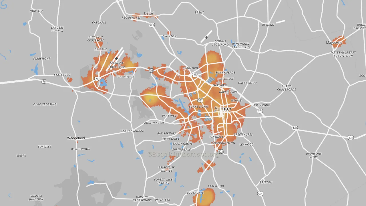 Bike Grade map of Sumter County, SC