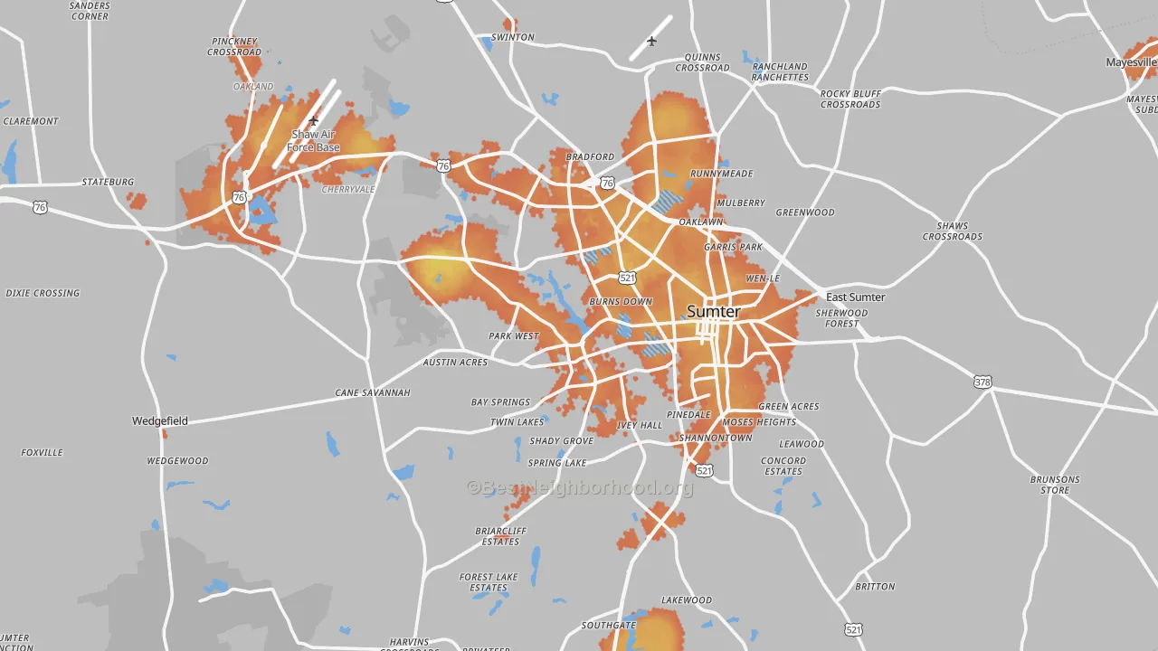 Bike Grade map of Sumter, SC