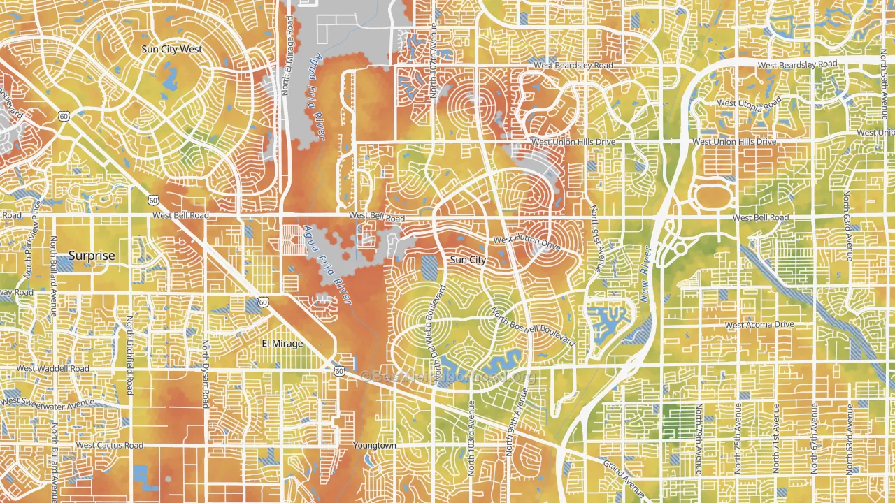 Bike Grade map of Sun City, AZ