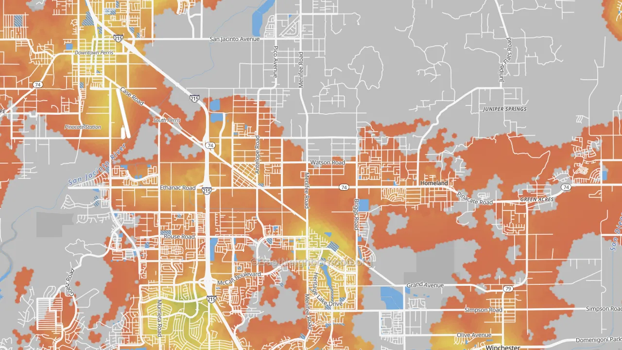 Bike Grade map of Sun City, CA