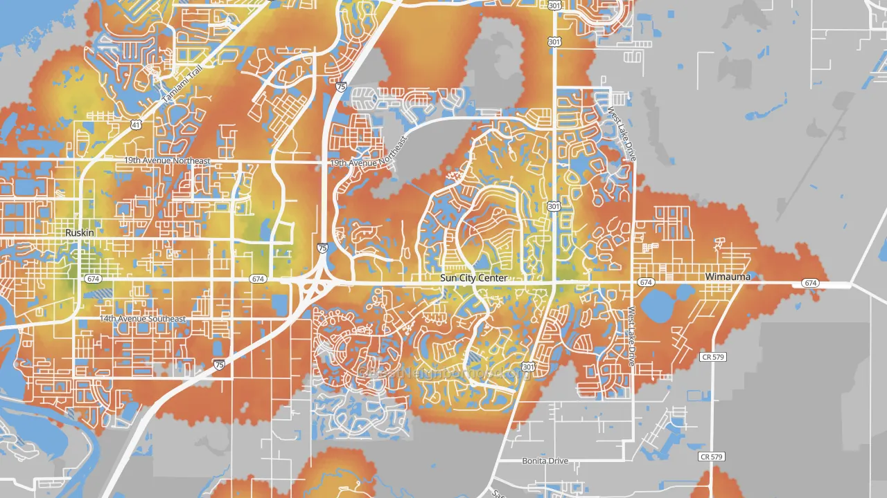 Bike Grade map of Sun City Center, FL