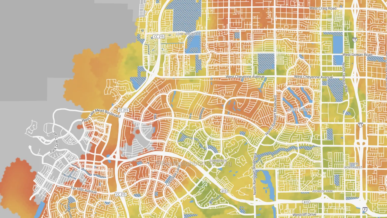 Bike Grade map of Sun City Summerlin, Las Vegas, NV
