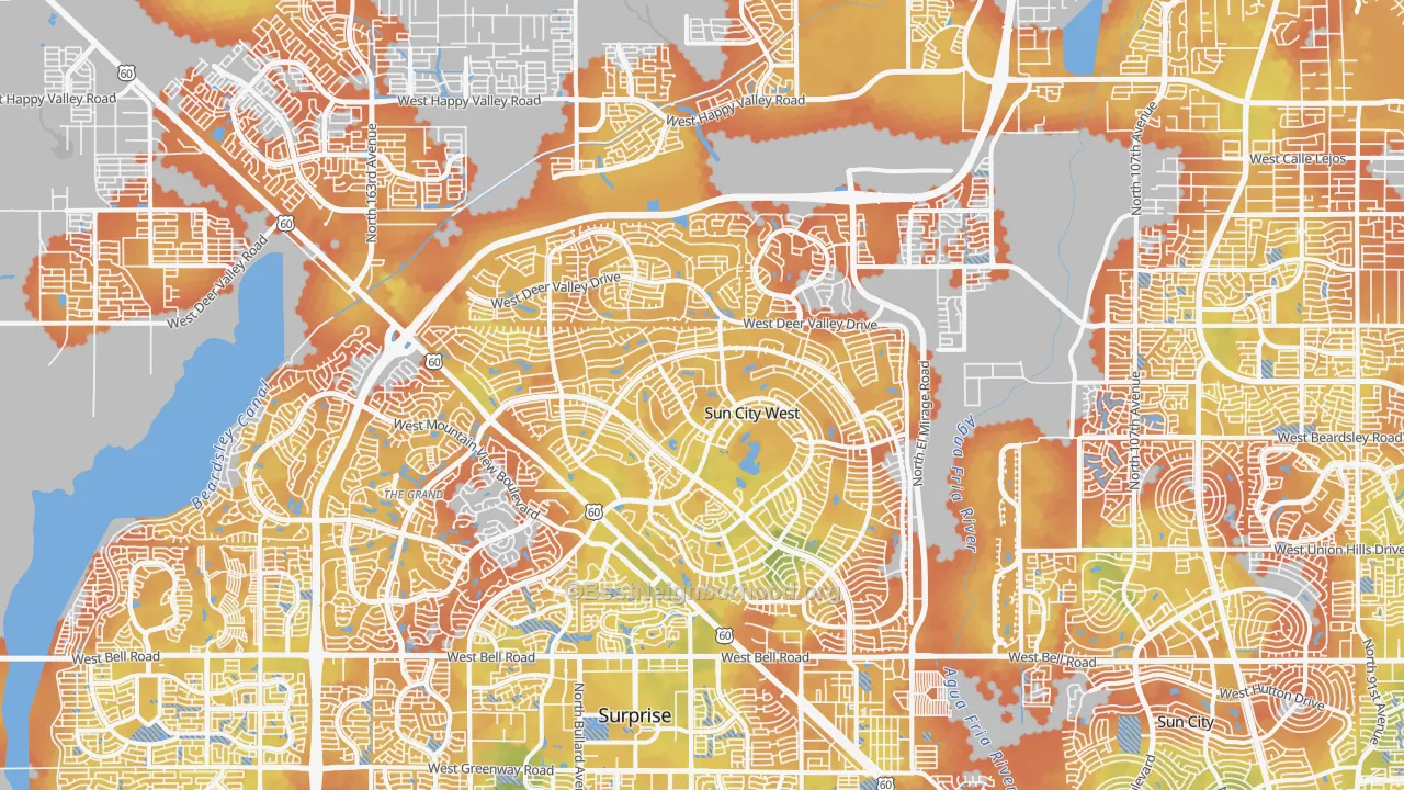 Bike Grade map of Sun City West, AZ