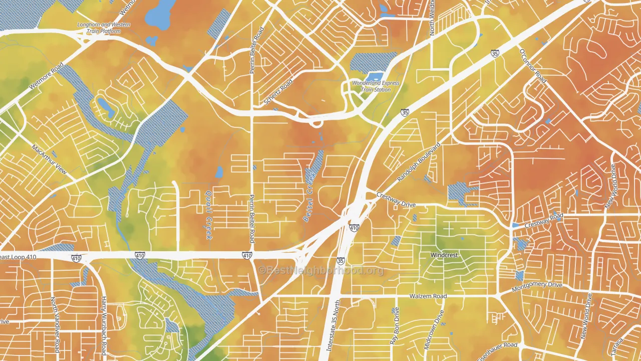 Bike Grade map of Sun Gate, San Antonio, TX
