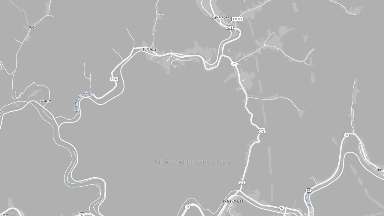 Bike Grade map of Sun Hill, WV