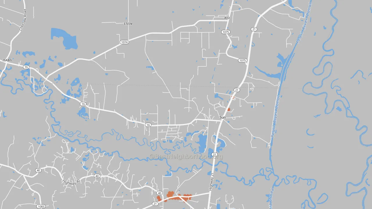 Bike Grade map of Sun, LA