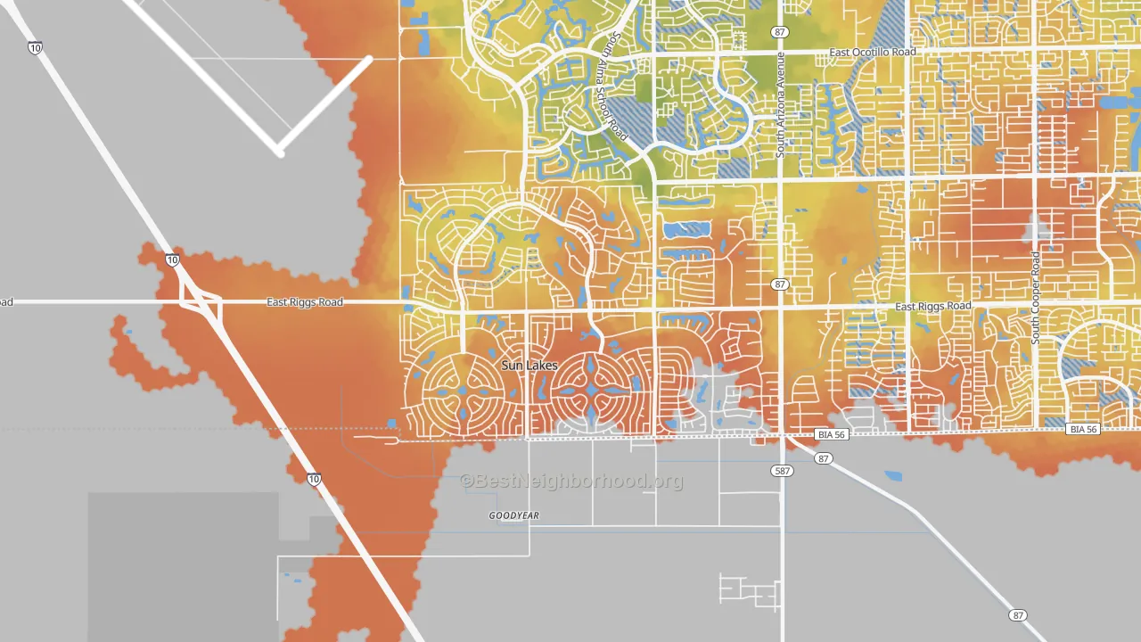 Bike Grade map of Sun Lakes, AZ