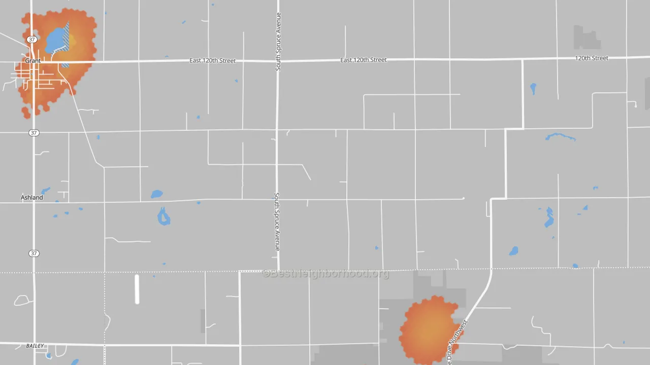 Bike Grade map of Sun, MI