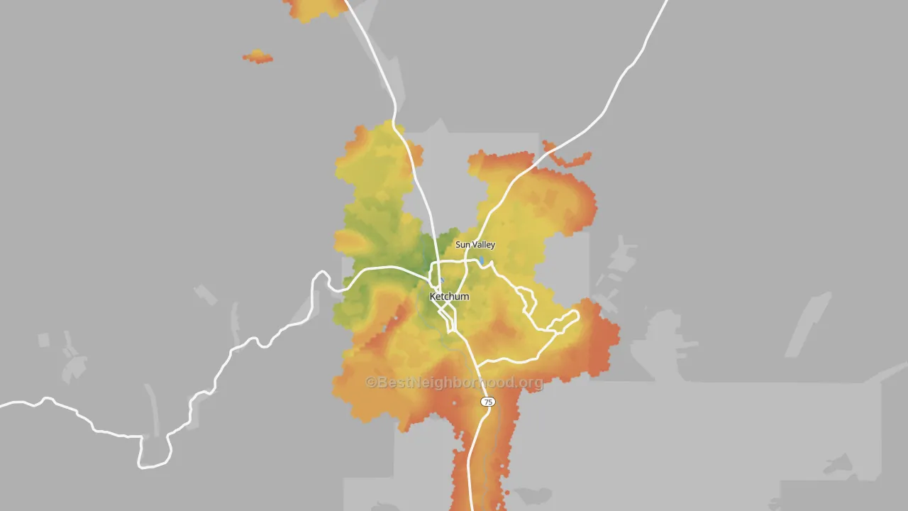 Bike Grade map of Sun Valley, ID