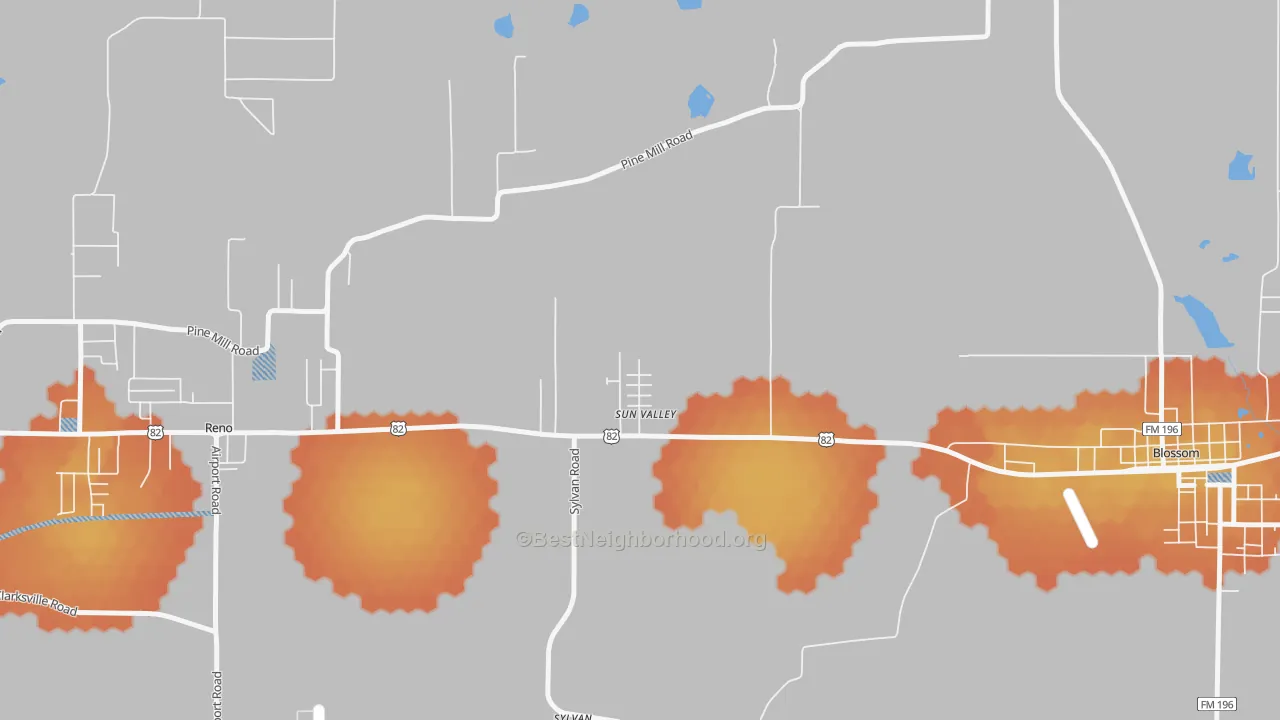 Bike Grade map of Sun Valley, TX