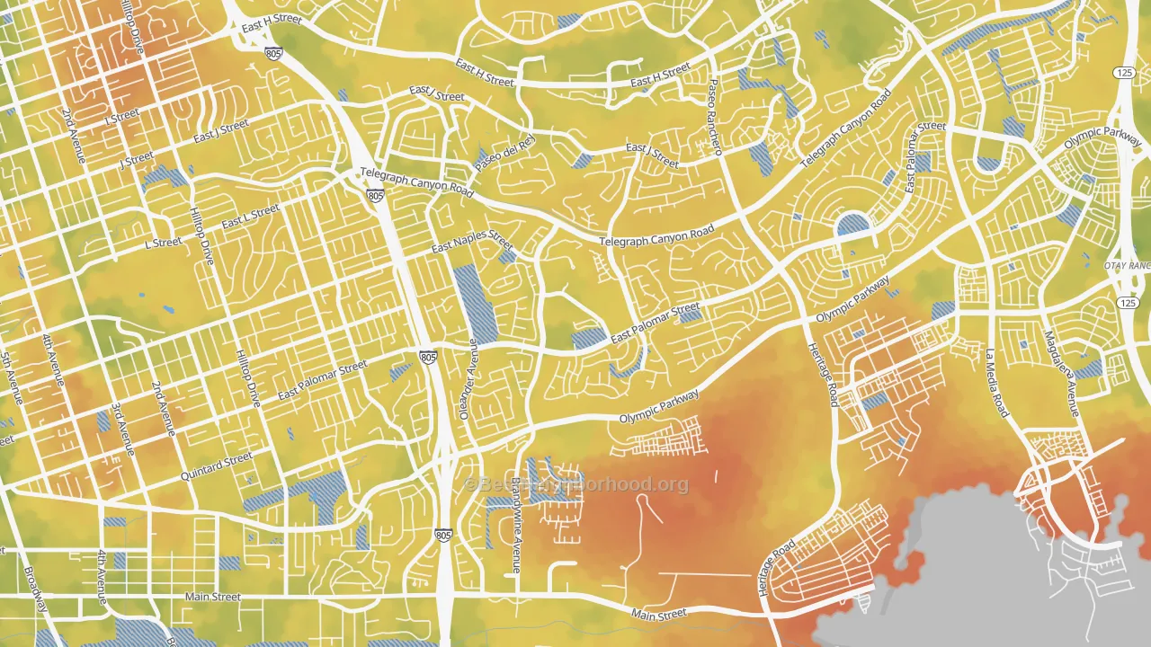 Bike Grade map of Sunbow, Chula Vista, CA