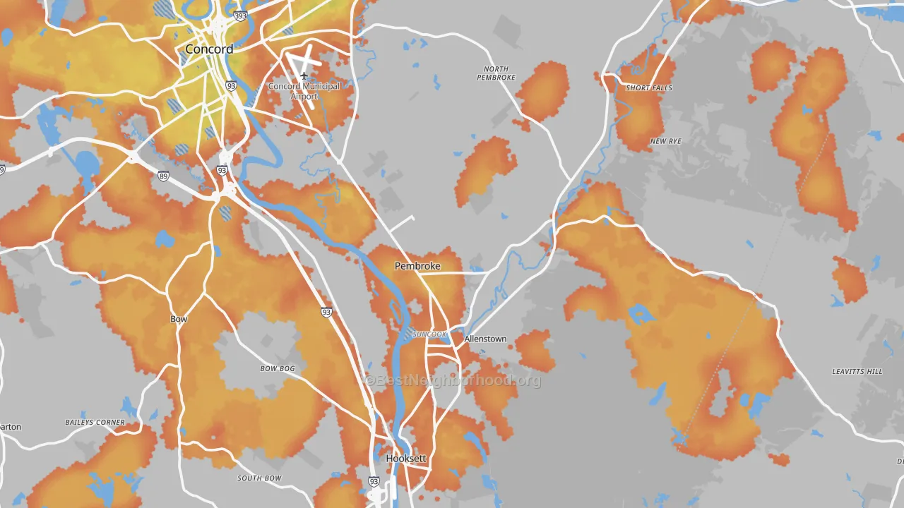 Bike Grade map of Suncook, NH