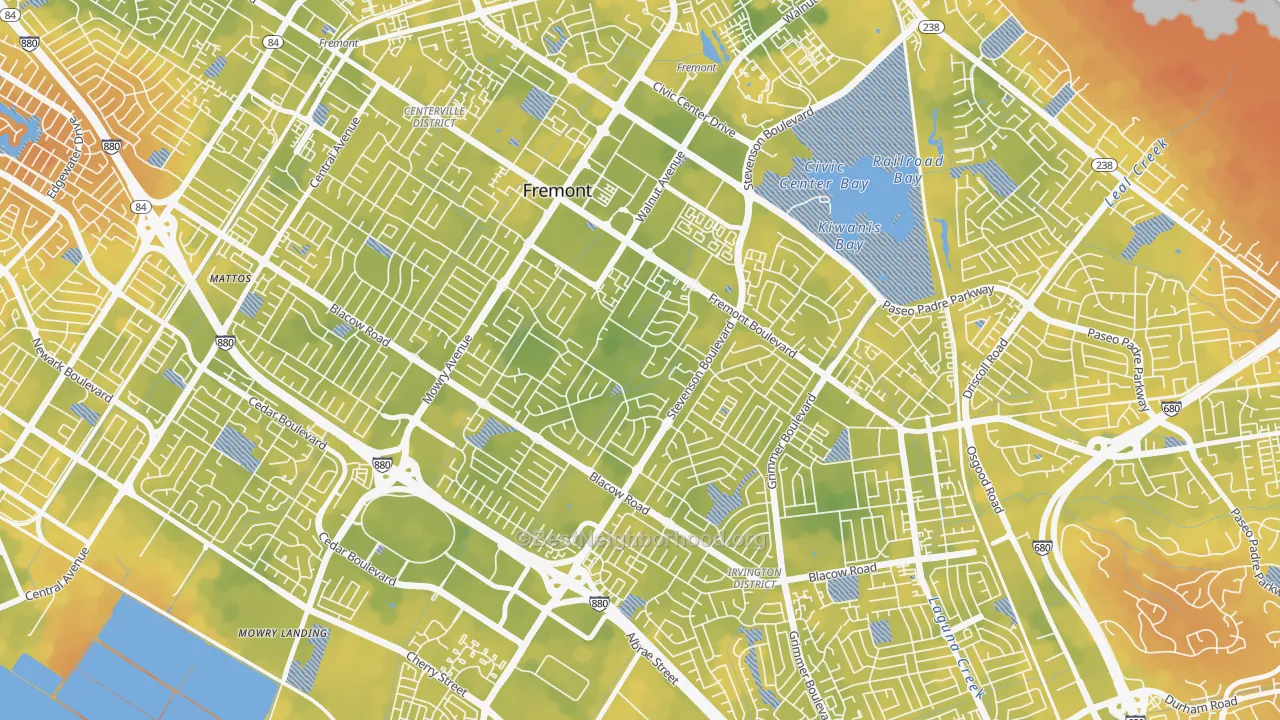Bike Grade map of Sundale, Fremont, CA