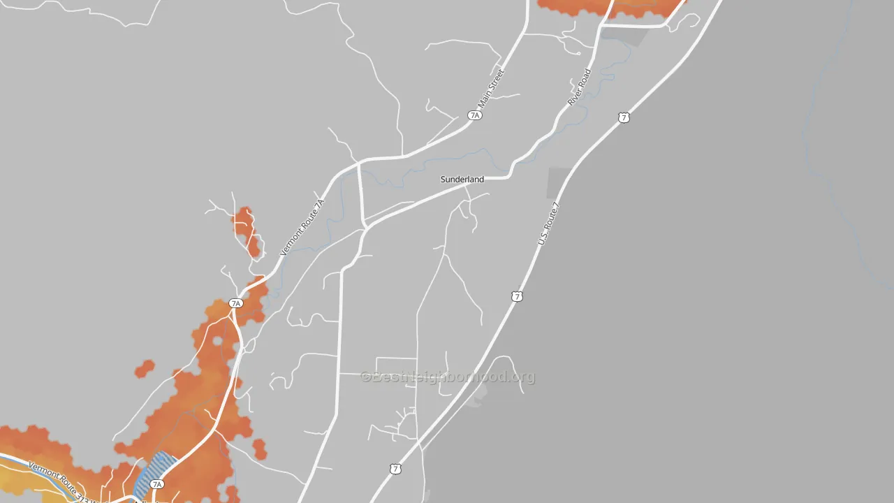Bike Grade map of Sunderland, VT