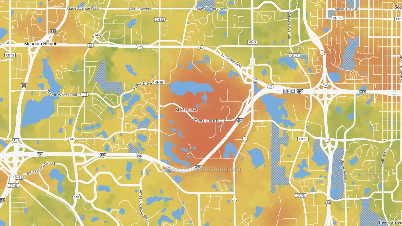 Bike Grade map of Sunfish Lake, MN