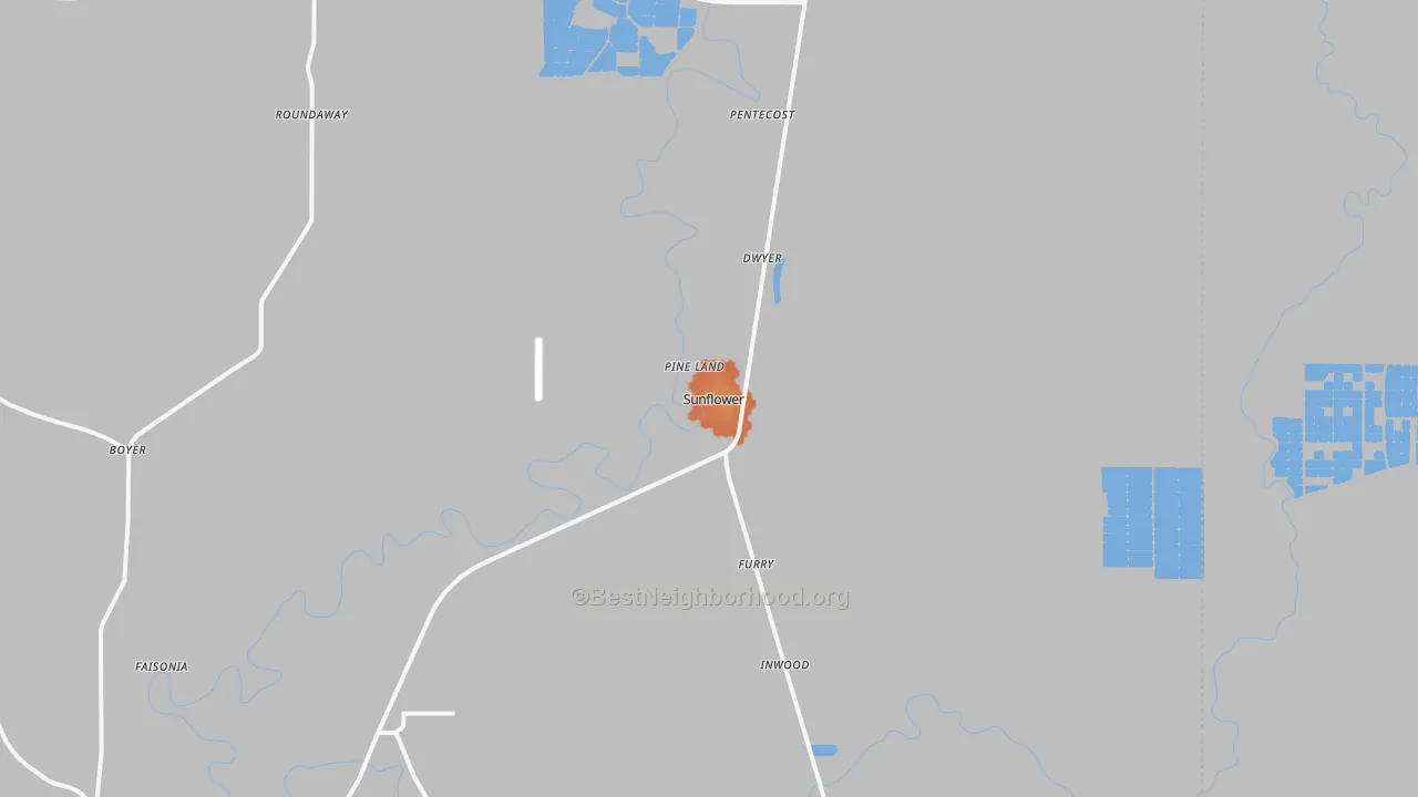 Bike Grade map of Sunflower, MS