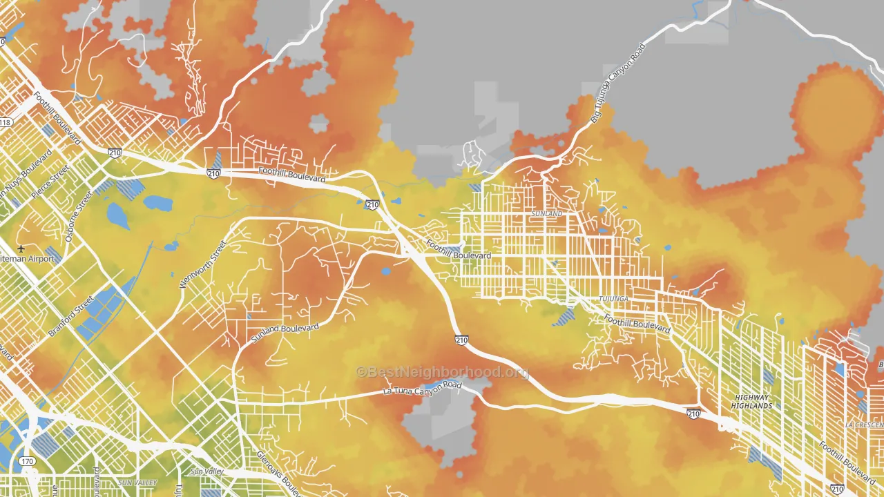 Bike Grade map of Sunland, CA
