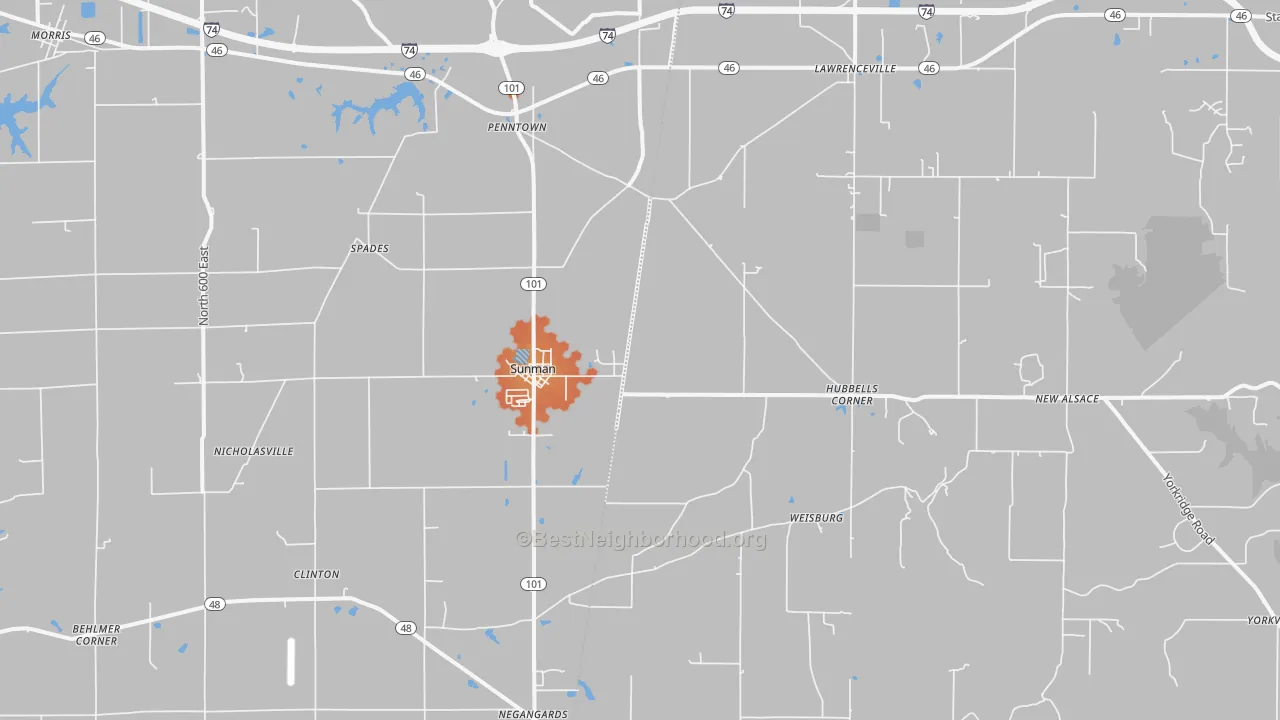 Bike Grade map of Sunman, IN
