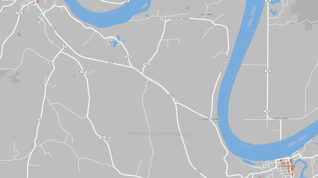 Bike Grade map of Sunny Corner, KY