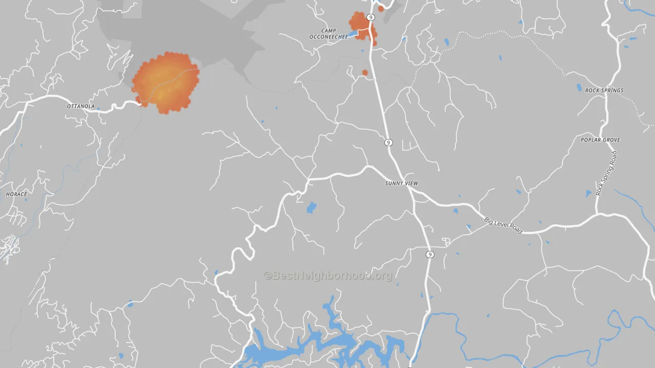 Bike Grade map of Sunny View, NC