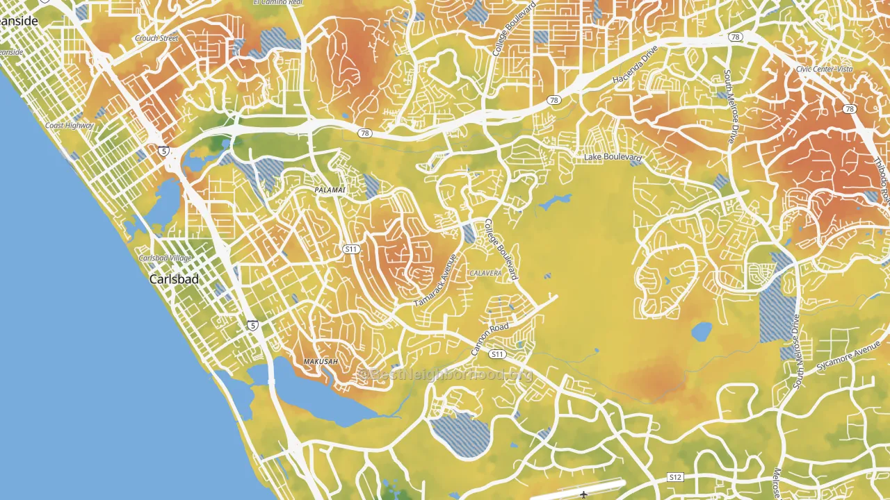 Bike Grade map of Sunny Vista, CA