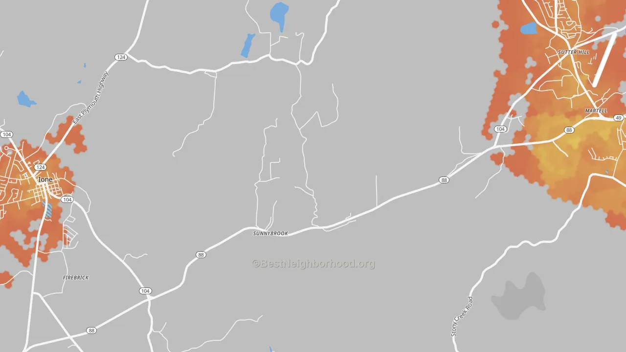 Bike Grade map of Sunnybrook, CA