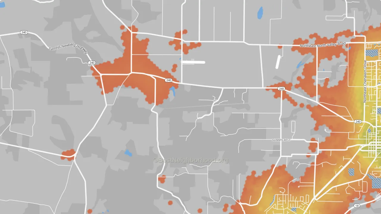 Bike Grade map of Sunnycrest, OR