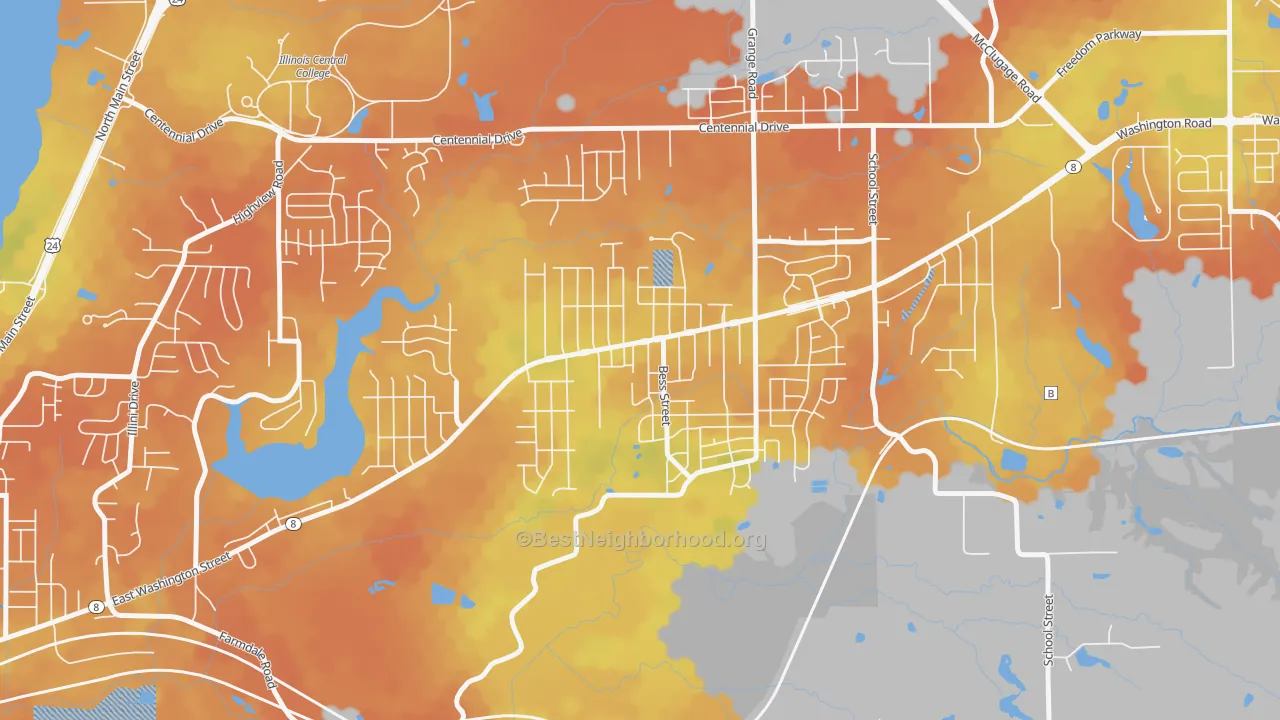 Bike Grade map of Sunnyland, Washington, IL