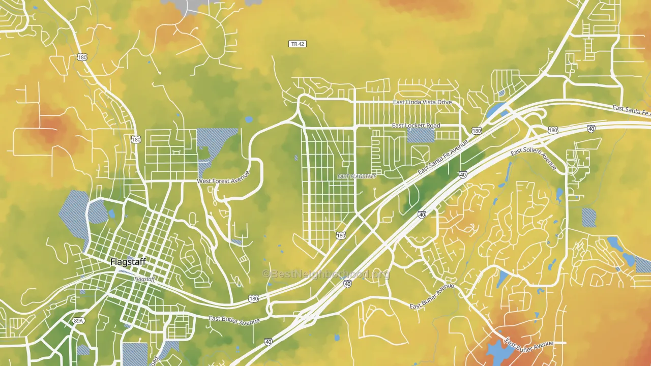 Bike Grade map of Sunnyside-Flagstaff, Flagstaff, AZ