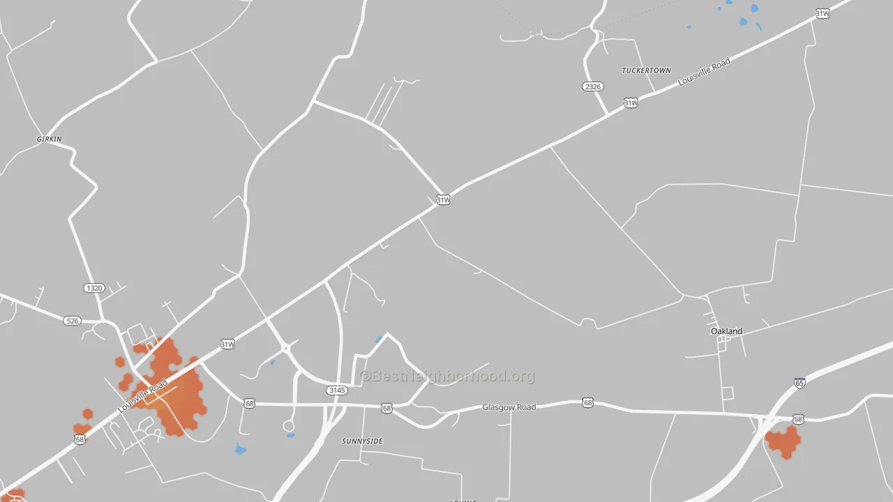 Bike Grade map of Sunnyside, KY