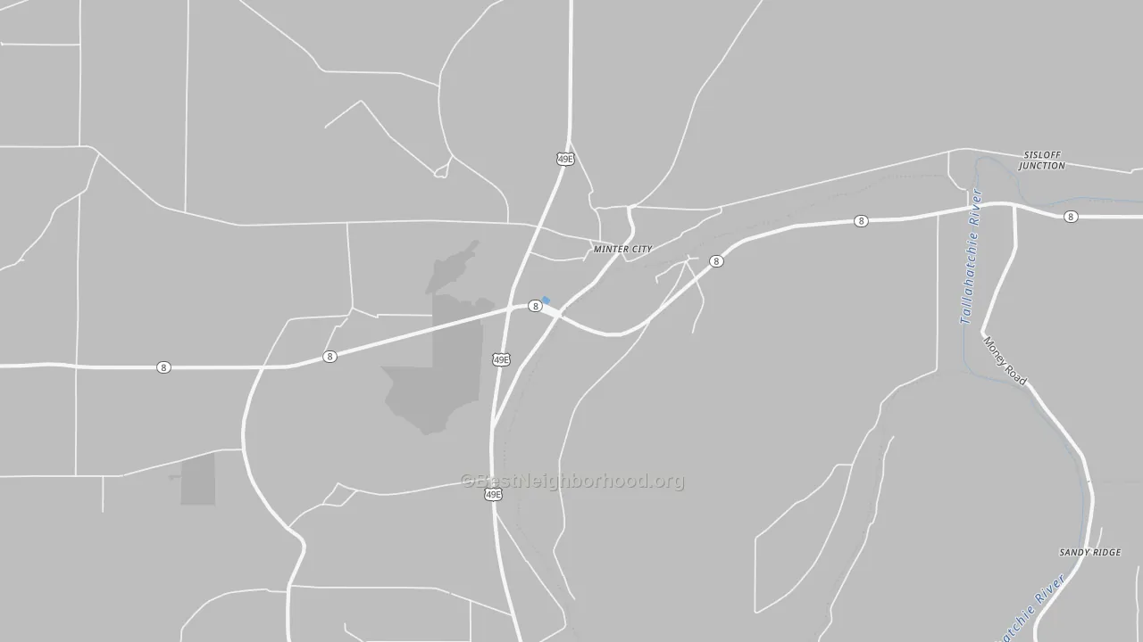 Bike Grade map of Sunnyside, MS