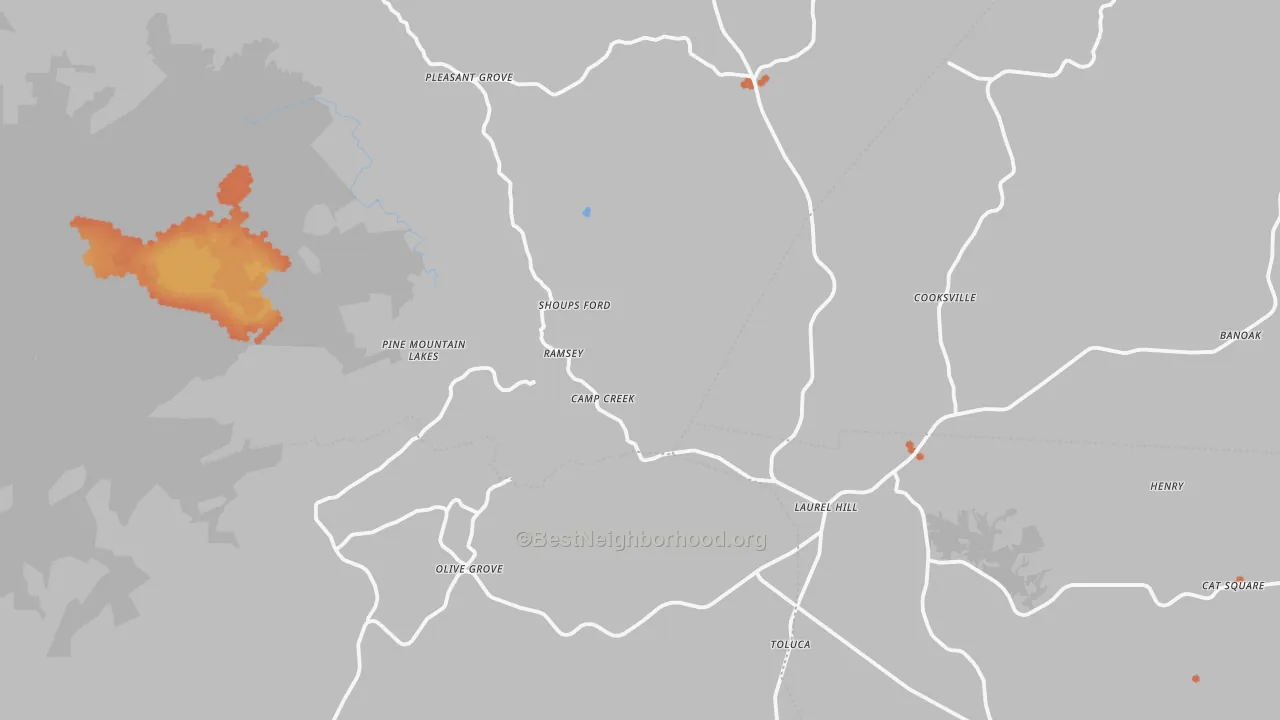 Bike Grade map of Sunnyside, NC